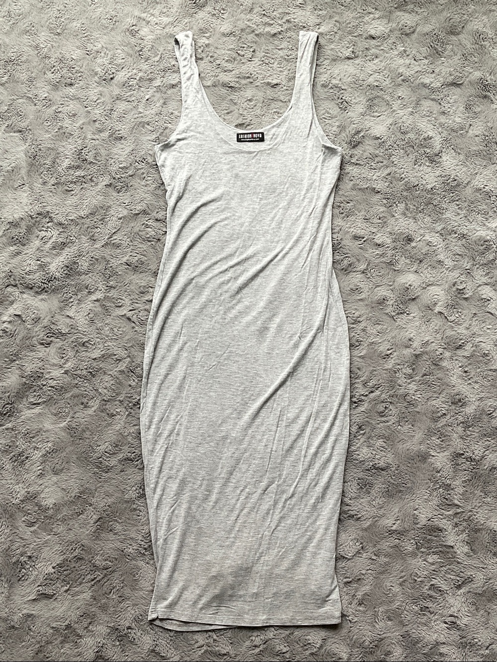 Basic Scoop Neck Bodycon Dress - Light Gray